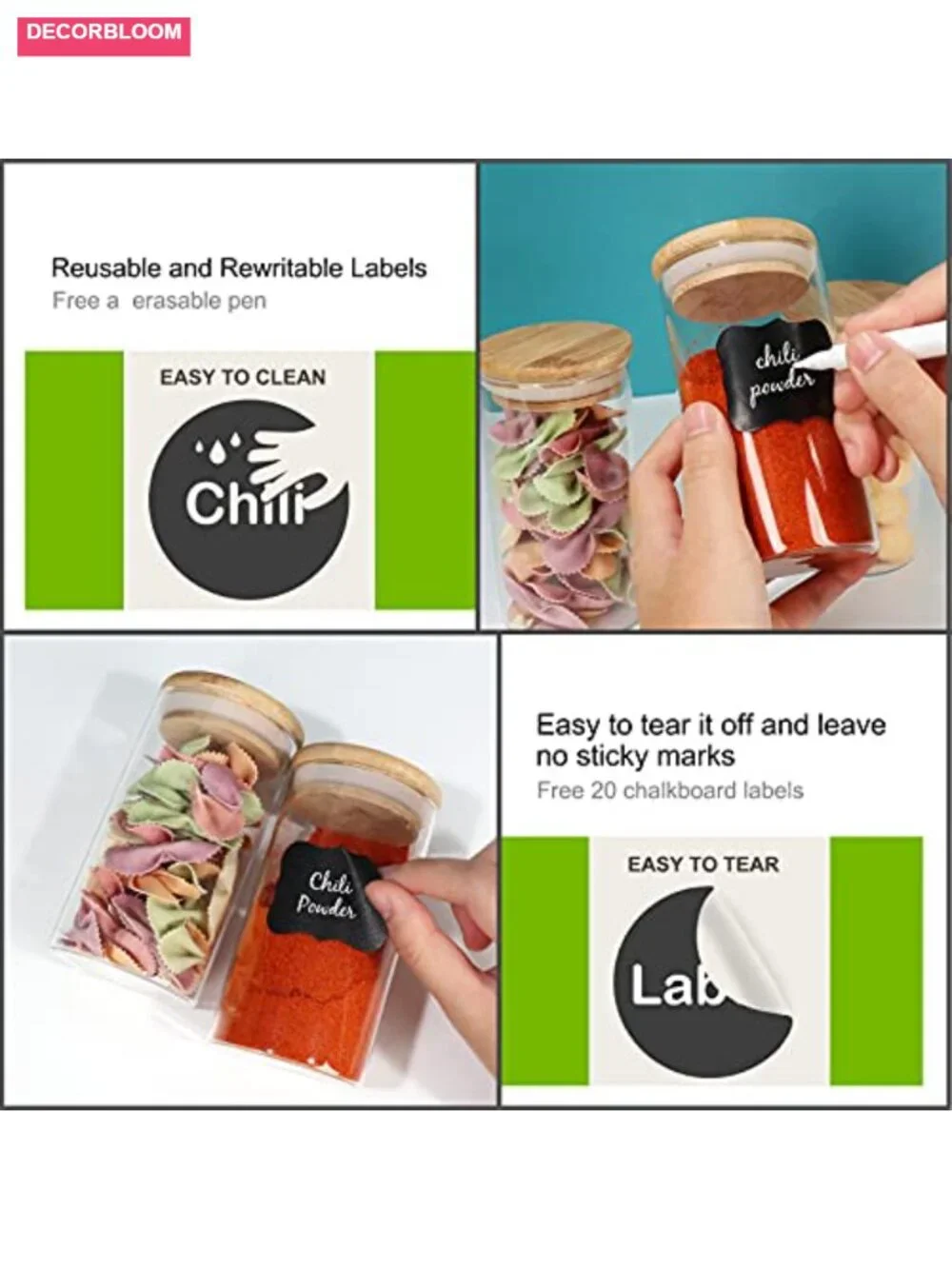 15-Pack Glass Food Storage Jars with Airtight Bamboo Lids